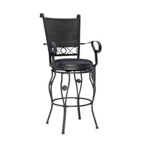 30" Big and Tall Tara Faux Leather Swivel Seat Barstool Black/Gray - Powell Company: Metal Frame, Foam Cushioned, Fixed Height - 1 of 4