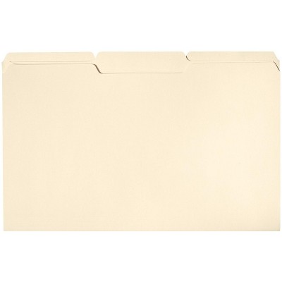 School Smart Manila File Folders, Legal Size, 1/3 Cut Tabs, Pack of 100