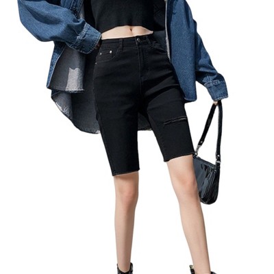 Anna-Kaci Women's High Waisted Ripped Denim Shorts