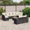vidaXL 10 Piece Patio Sofa Set with Cushions Black Poly Rattan - Black and Cream 5x Middle 2x Corner Table - 2 of 4