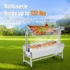 132 LBS Roaster Spit Rotisserie BBQ Grill Pig Lamb Chicken Roaster 50W With Wheels - 3 of 4