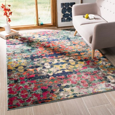 Colorful Abstract Synthetic Low Pile Area Rug