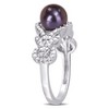 EVERLY JEWELRY | Sterling Silver 7-7.5mm Black Cultured Freshwater Pearl and Diamond Accent Criss-Cross Ring - 2 of 4