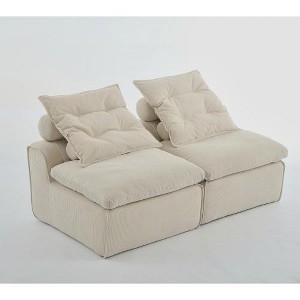 LIVAREEmlen Modular Sofa,Soft Corduroy Fabric,Neck Pillow-Back Lounge Sofa Chair,Reading Nook, or Apartment Living,2 Seats,Upholstered - 1 of 4