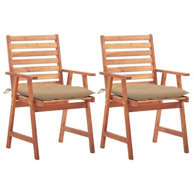 vidaXL Patio Dining Chairs 2 pcs with Cushions Solid Acacia Wood