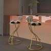 KWPZQEB Round Bar Stools Set of 2 with S-shaped Metal frame, Tall Bar Stools with Upholstered & Back, Kitchen Bar stools for Kitchen Island, Pub, Cafe - 3 of 4