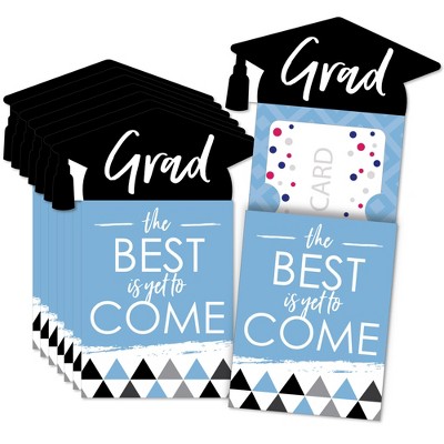 Big Dot of Happiness Light Blue Grad - Best is Yet to Come - Graduation Party Money and Gift Card Sleeves - Nifty Gifty Card Holders - Set of 8