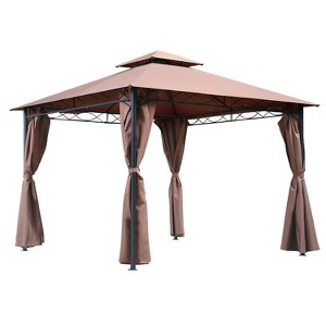 BestMassage Gazebo Canopy Tent BBQ Outdoor Patio Tent Grill Gazebo, Brown - 1 of 4