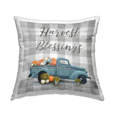 Stupell Industries Harvest Blessings Gray Plaid Pumpkins Truck