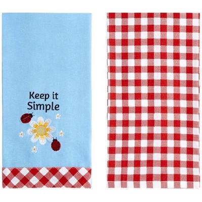 The Lakeside Collection Set of 2 Daisy and Ladybug Kitchen Towels - Keep it Simple