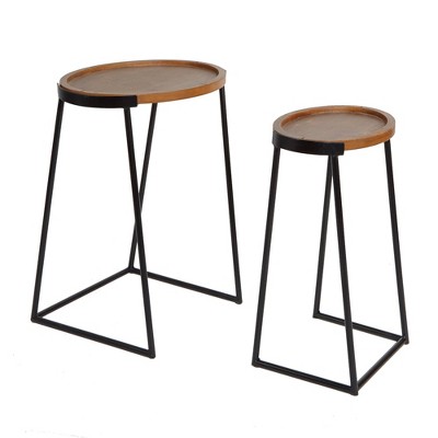 Metal and Wood Nesting Tables Black - Silverwood