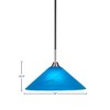 Toltec Lighting Paramount 1 - Light Pendant in  Matte Black/Brushed Nickel with 16" Blue Italian Shade - 2 of 2