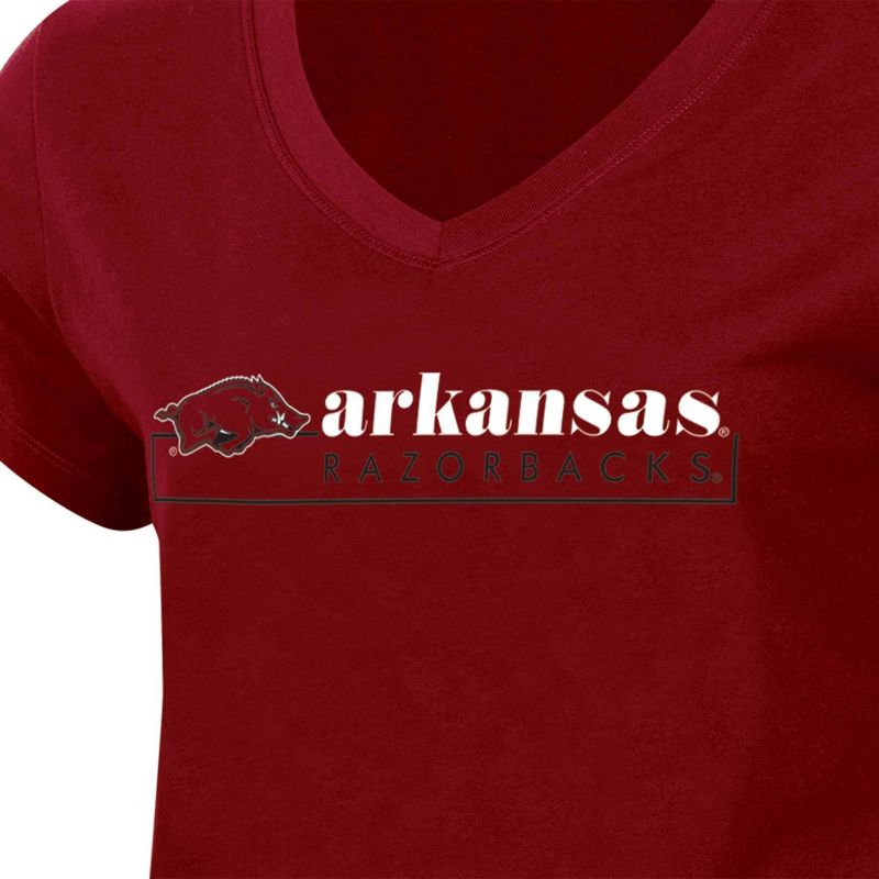 NCAA Arkansas Razorbacks Women&#39;s V-Neck T-Shirt, 3 of 4