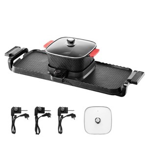 VEVOR Hot Pot with Grill, 2300W 2-in-1 Electric Smokeless Grill and Hot Pot, Removable Shabu-shabu Hotpot with Non-stick Pan, Black - 1 of 4