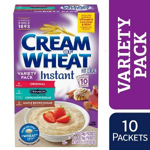 Cream of Wheat Original Flavor, Cinnabon and Maple Brown Sugar Instant Hot Cereal Variety Pack, Kosher, 10 Packets (Pack of 2) - 1 of 4