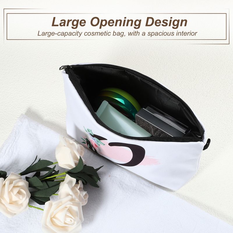 Unique Bargains Large Capacity Zipper Personalized Small Makeup Bag White, 2 of 7