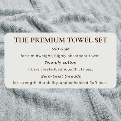 Light Grey Combed Cotton Ribbed Hand Towel Set (Pack of 6)