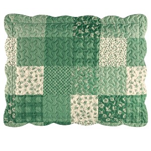 Collections Etc Classic Floral Patchwork Scalloped Edge Pillow Sham - 1 of 3