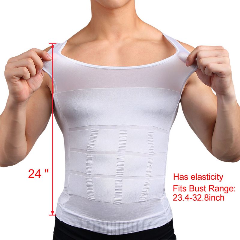 Unique Bargains Mens Slim Body Shaper Tummy Belly Fatty Underwear Vest T Shirt Shapewear, 3 of 6