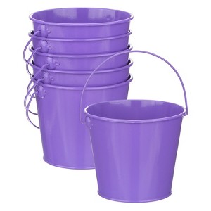 Unique Bargains Galvanized Metal Rustic Multipurpose Bucket with Handle 6 Pcs - 1 of 4