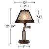 Franklin Iron Works Samuel Industrial Desk Lamp 21 1/4" High Bronze Swing Arm with USB Charging Port Natural Mica Shade for Bedroom Living Room House - 4 of 4