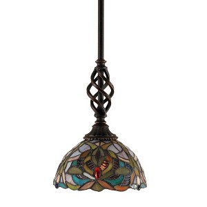 Toltec Lighting Elegante 1 - Light Pendant in  Dark Granite with 7" Kaleidoscope Art Glass Shade - 1 of 1