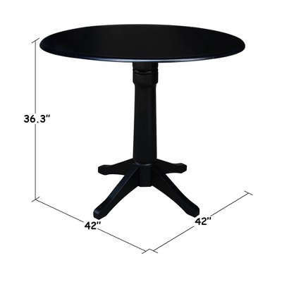 Elegant 45" Round Black Wood Dual Drop Leaf Counter Height Table