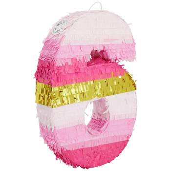 Small Floral Number 1 Pinata with Gold Foil + Pull Strings for