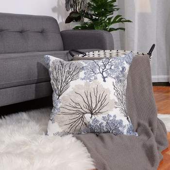 1 Pc 18" x 18" Polyester Geometric Lines Decorative Pillow Cover Blue - PiccoCasa