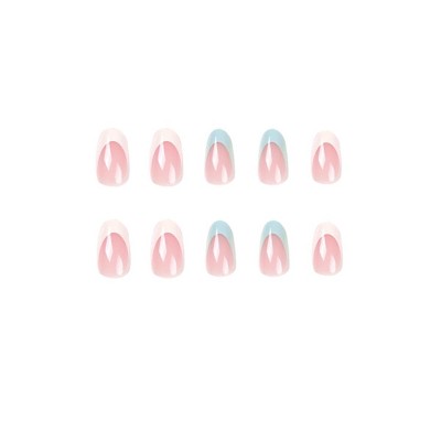 LOVELAY CREATIONS Light Blue French Tip Medium Almond Press-On Nails