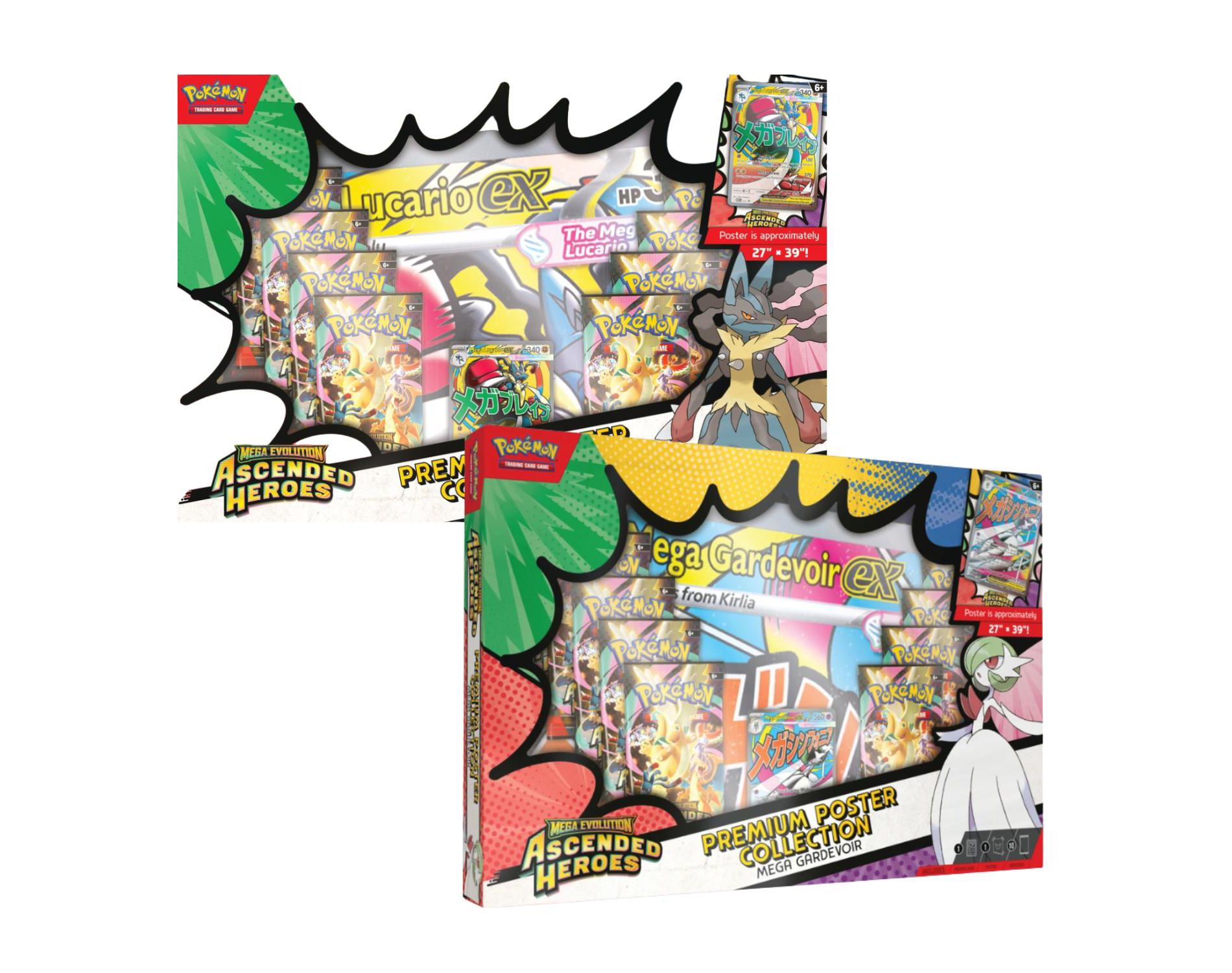 Pokemon ME2.5 Ascended Heroes Premium Poster Collections | Mega Lucario ex and Mega Gardevoir ex (One of Each)