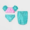 Girls' The Little Mermaid 3pc Swimsuit Set - Light Aqua Blue - 2 of 4