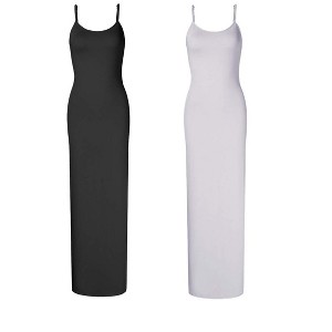 Women Full Slip Under Dresses Sleeveless Adjustable Spaghetti Strap Cami Maxi Dress Nightgowns Sleepwear - 1 of 1