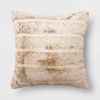 24x24 Oversized Plush Faux Fur Square Throw Pillow Beige - Yorkshire Home  : Target