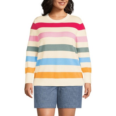 Lands' End Women's Cotton Drifter Crew Neck Sweater - Embroidered