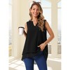 INSPIRE CHIC Women's Chiffon V Neck Sleeveless Casual Asymmetrical Hem Double Layer Flowy Blouse - 3 of 4