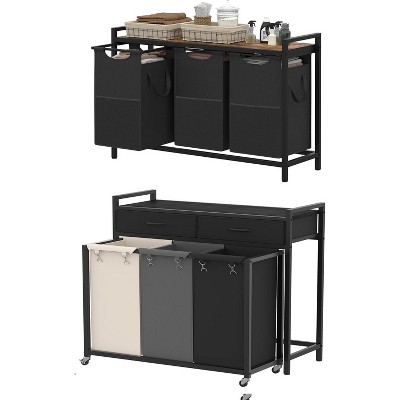 Heybly Laundry Hampers, 126L Laundry Basket with 3 Section Pull-Out Rolling Bags