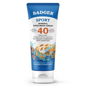 Badger Sport Mineral Sunscreen Cream - SPF 40 - 2.9 fl oz - 1 of 4