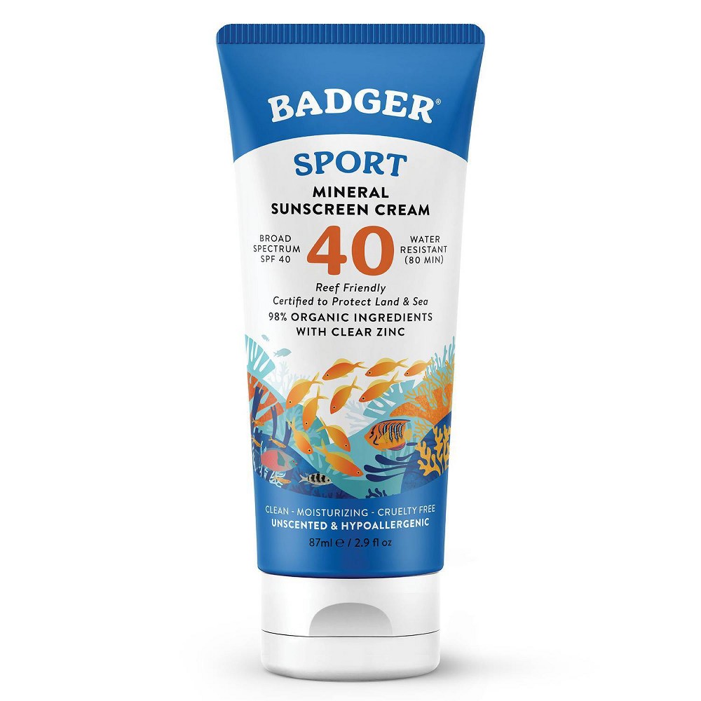 Photos - Cream / Lotion Badger Sport Mineral Sunscreen Cream - SPF 40 - 2.9 fl oz 