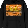 Godzilla Classic King Ghidorah and Pagoda Japanese Style Art Adult Black Hoodie - 2 of 3