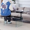 VYNXARIA Multifunctional Lift Top Coffee Table -Light Wood Color Grain Sticker.Tempered Glass Legs,Lift Top Feature,for Living Rooms And Office - 3 of 4