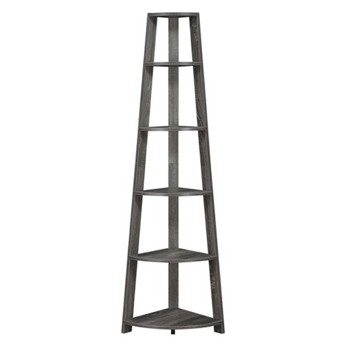 6-Tier Corner Shelf, 71 inch Tall Corner Bookshelf for Small