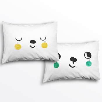 2 Pillowcase Set: Happy Face Design - 100% Cotton Sateen - Rookie Humans.
