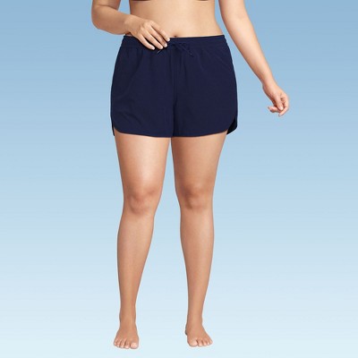 Lands' End Women's Woven Packable 3" Dolphin Hem Swim Cover-up Shorts