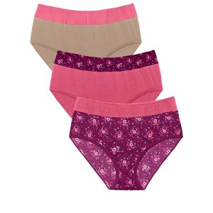 Comfort Choice Plus Size Full Coverage Stretch Cotton Color Block Brief 3-Pack - 1 of 3