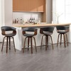 Bekrvio 26" Mid Century Modern Swivel Counter Height Bar Stools Set of 1/2/3/4 - PU Leather Upholstered,Walnut Bent Wood Legs for Kitchen Island - 3 of 4