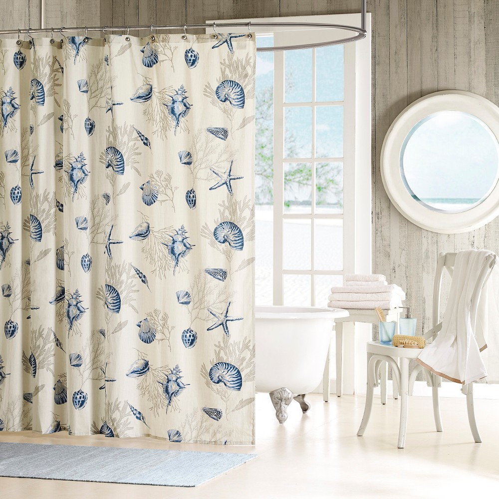 UPC 675716493127 product image for Rockaway Starfish Print Cotton Sateen Shower Curtain Blue | upcitemdb.com