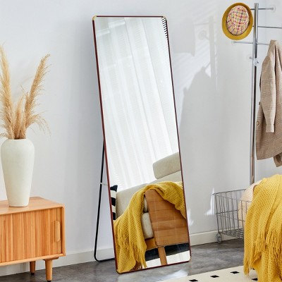 65"x 23" Floor Standing Full Length Mirror With Stand,Free Standing Mirror With Square Metal Frame,Wall Mirrors For Living Room-The Pop Home