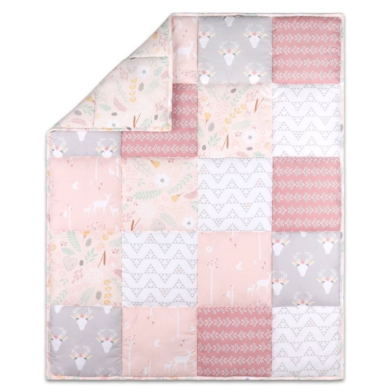 The Peanutshell Meadow Baby Crib Bedding Set - Pink Floral - 3pc, 3 of 6