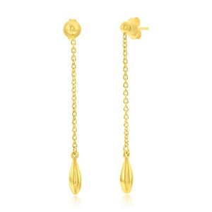 Bella Silver Sterling Silver, Bead & Teardrop Dangle Earrings - Gold Plated - Gold - 1 of 3